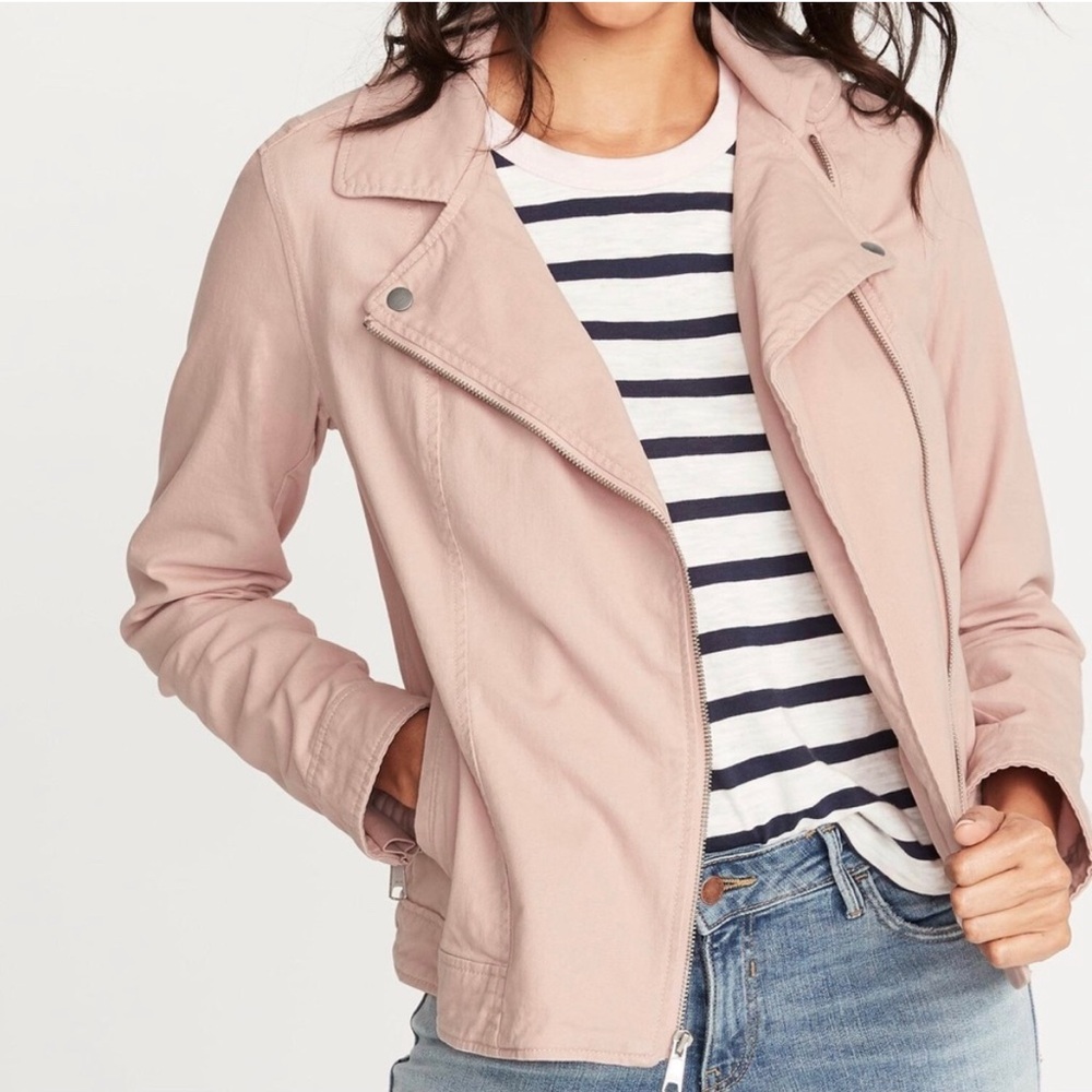 Pink Old Navy twill moto jacket NWOT